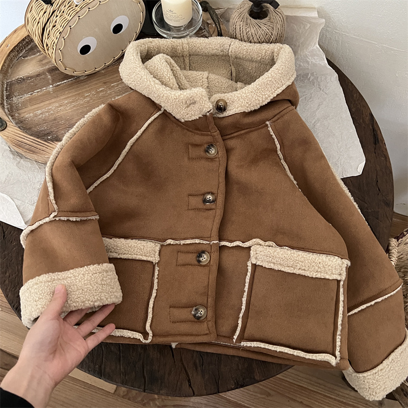 Estrella DE LOS NIÑOS ronda 2023 invierno nuevo estilo coreano ropa interior Cordero gamuza Maillard desgaste