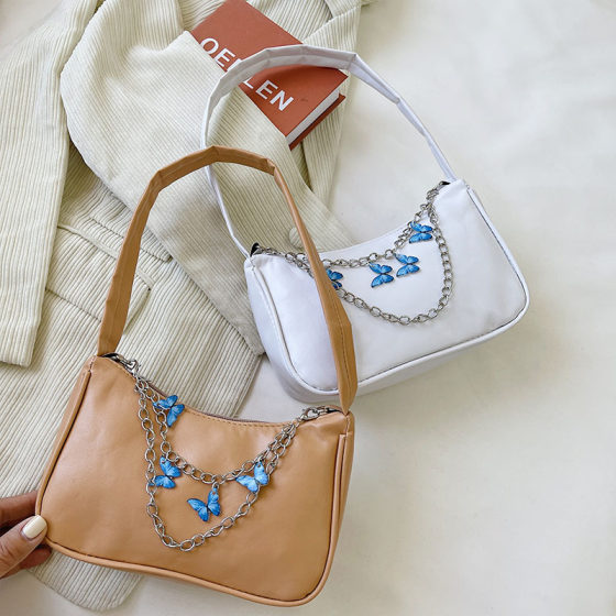 Underarm Small Bag Women's Bag 2021 New Korean Style Butterfly Jewelry Chain Small Bag Casual Fashion Shoulder Handbag