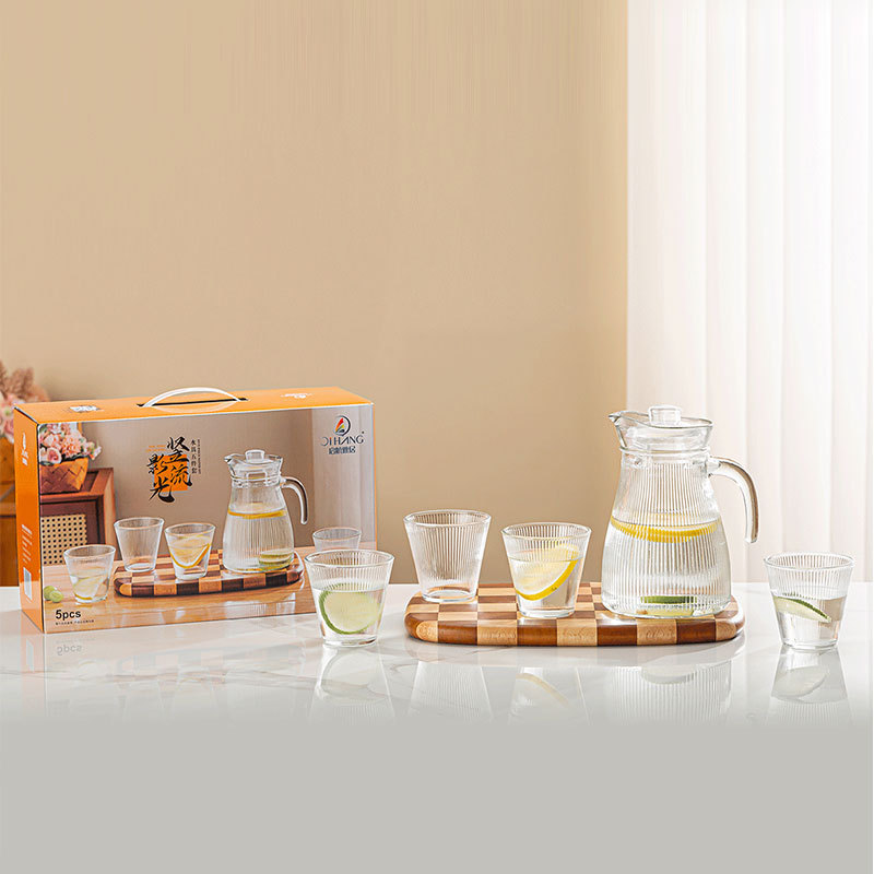 Qihang Yaju Five-Piece Waterware Set for Home Use, Cup and Pot Set, Office Glass Waterware, Business Event Gifts, Group Purchase