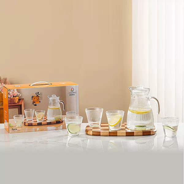 Qihang Yaju Five-Piece Waterware Set for Home Use, Cup and Pot Set, Office Glass Waterware, Business Event Gifts, Group Purchase