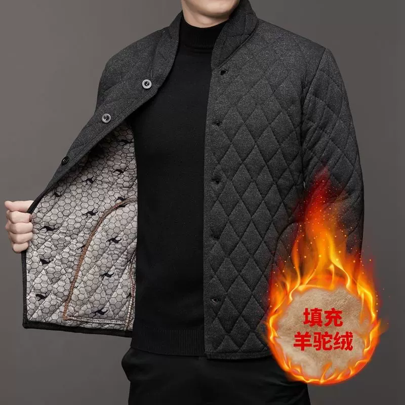 冬季宽松加绒加厚爸爸男士防寒保暖内穿小棉袄中老年德绒外套棉衣