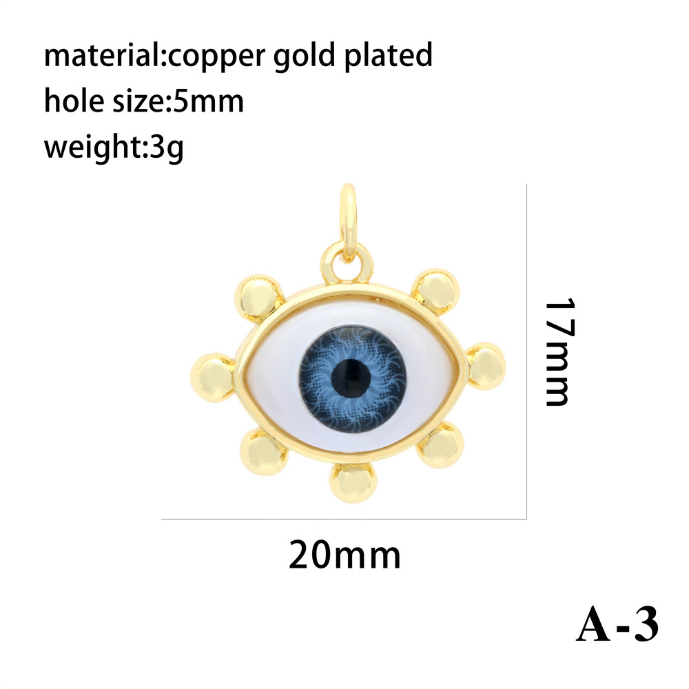 7g Weight Resin Inlay Material Charms, Jewelry Accessories Classification 1 Piece Quantity Copper Material Eye Pattern Plating, Inlay Design Streetwear Style 1 Piece Copper Resin Eye 4