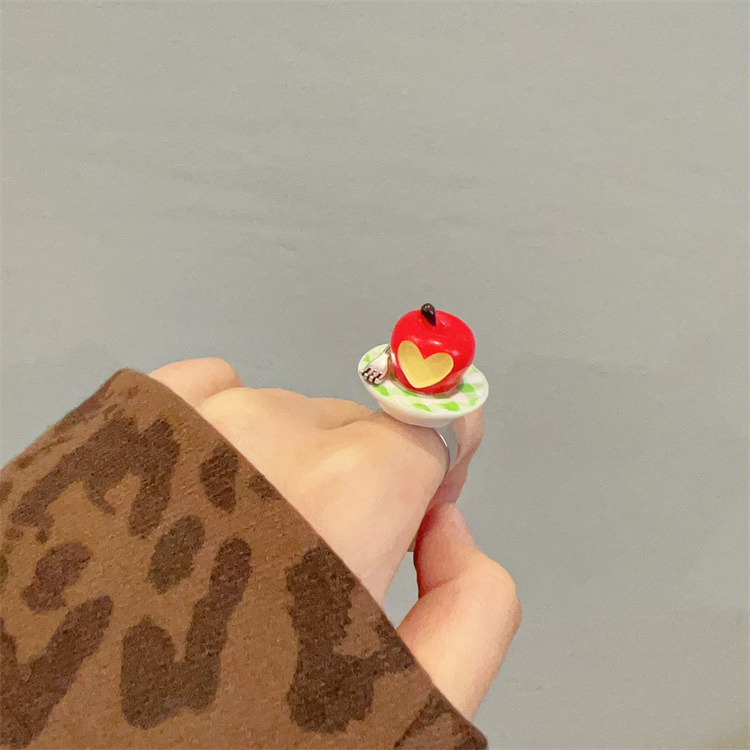8g Weight Adjustable Ring Classification Adjustable, One Size Ring Size 1 Piece Quantity Casual Occasion Metal Material Fruit, Apple, Cake Pattern All Seasons Season Women's Gender Plating Design Cute, Modern Style Style 1 Piece Cute Modern Style Fruit Apple Cake Metal Plating Women's Adjustable Ring 1