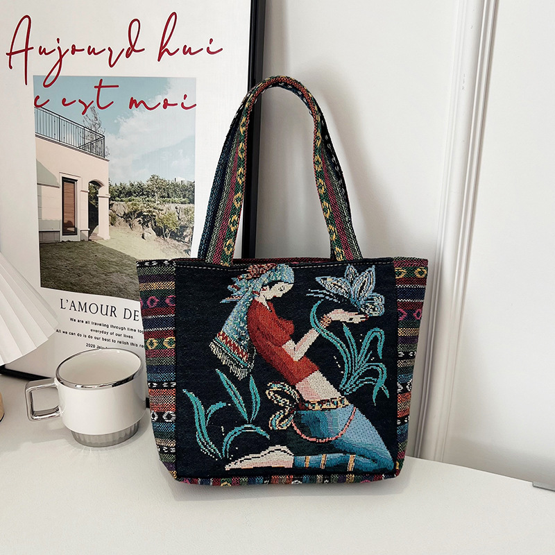 民族风刺绣复古帆布包女包大容量网红逛街上班女士单肩包小包包