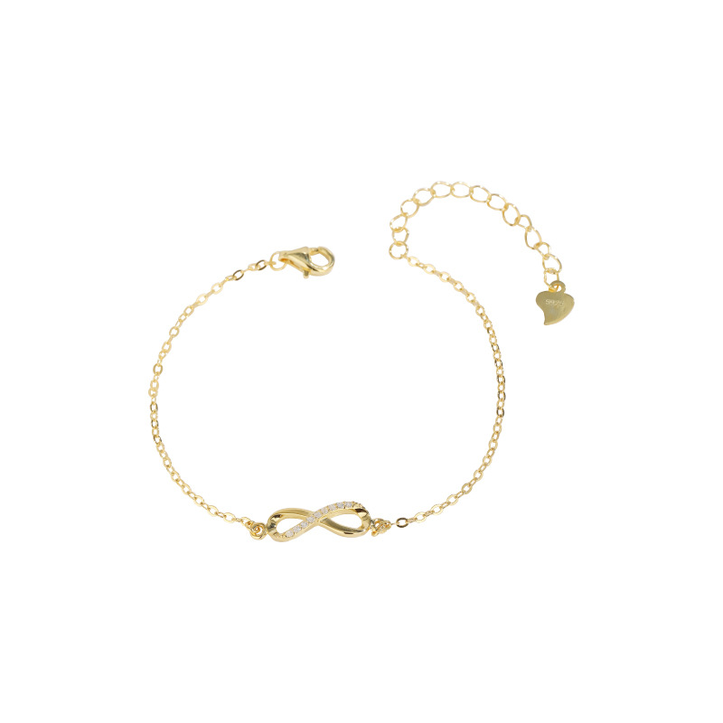 S925 plata esterlina Bucle infinito pulsera de 8 palabras hembra verano fresco dulce transfronterizo moda europea y americana pulsera de novias a juego