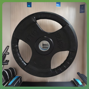 ◉ Commercial Gym Barbell Plates with Rubber Coating, 5cm Large Hole Barbell Plates, Weightlifting Olympic Bar, Three-Hole Rubber Barbell Grip