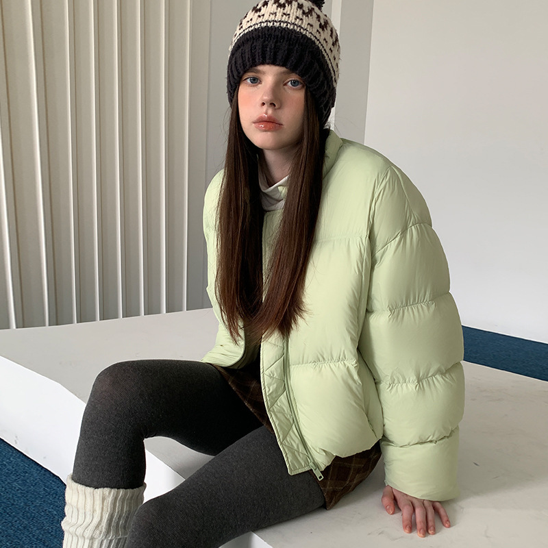 [Clearance Sale, No Returns or Exchanges] Moxi Women's Round Neck Short down Jacket White Duck down Puffer Coat