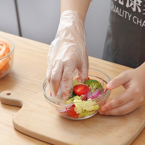 Food kitchen household protective disposable gloves thickened transparent plastic PE hairdressing and catering 100 pieces wholesale