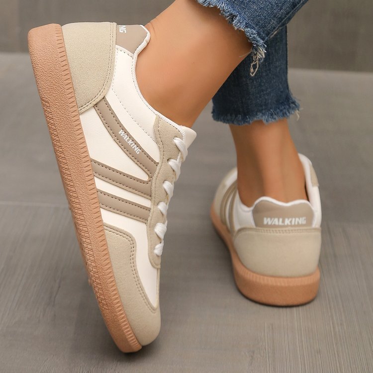 Cross-border ladies plus size training shoes sneaker 2025 new European and American retro color matching flat shoes women wholesale