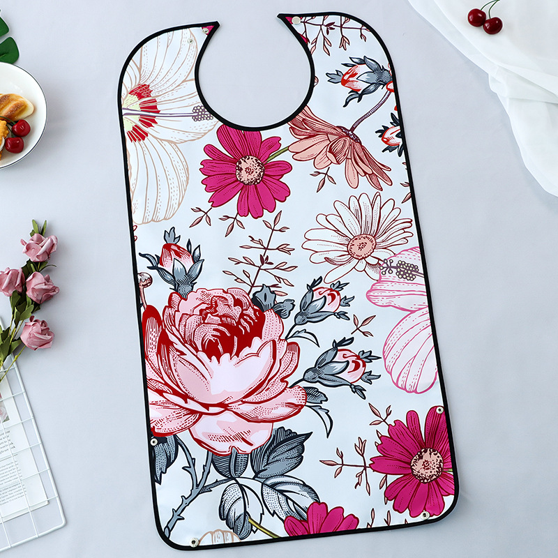 Suministro transfronterizo de ancianos babero de comida Toalla de saliva babero adulto moda en stock fábrica de Ventas Directas logotipo imprimible