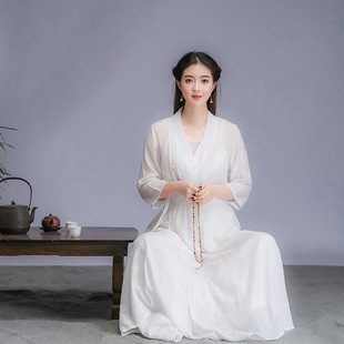 Actual Shot of 2025 Spring & Fall New Style Chinese Style Han Dynasty Zen Women's Zen Tea Suit Three-Piece Dress