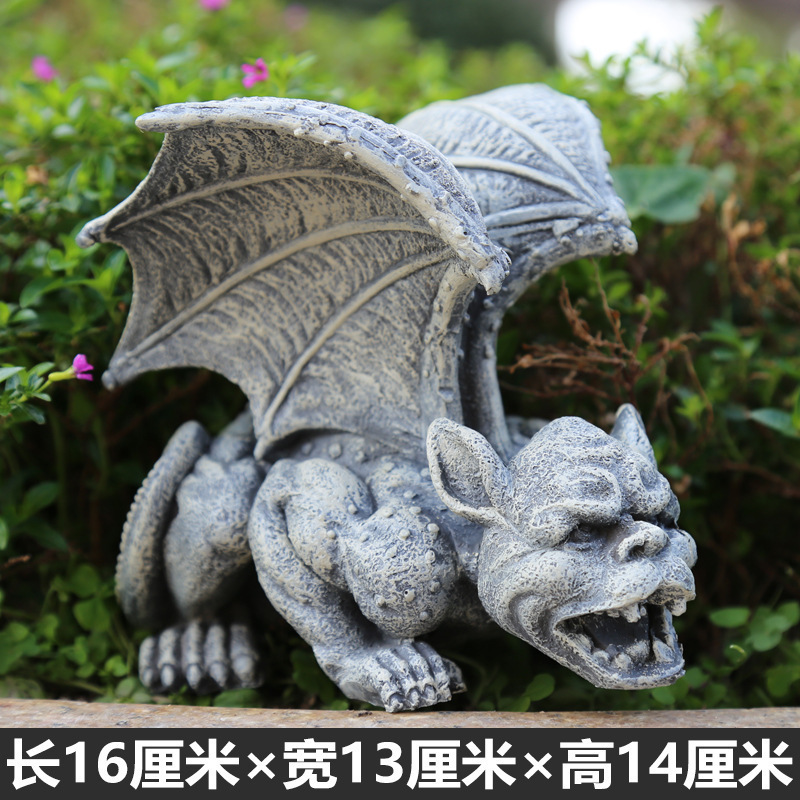 Jardín de comestibles patio pequeño adornos resina monstruo diablo estatua animal creativo jardinería decoraciones adornos