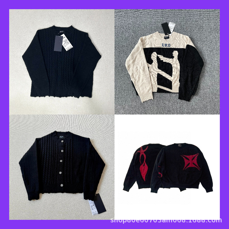 Erd Melancholic Rich Second-Generation Knitted Sweater Portrait Sweater Wholesale High Street Heavyweight Pullover Trendy Brand Men's Sweater