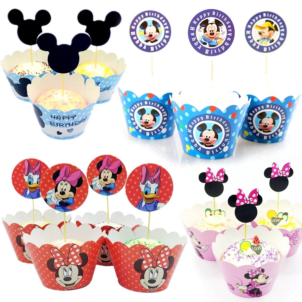 Minnie, Mickey, Spider-Man, Princess Moana, Stitch Themed Cake Wrappers Birthday Party Baking Set