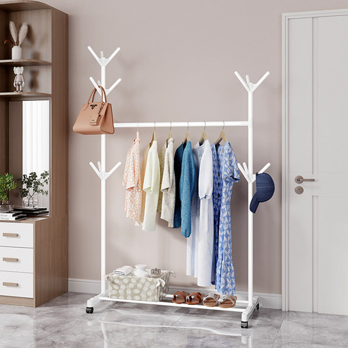 2501 floor-standing coat rack, clothes rack, double pole drying rack, balcony bedroom clothes rack, mobile clothes rack