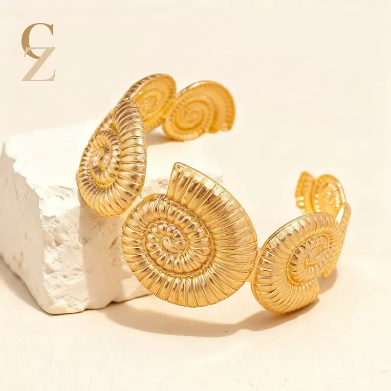 跨境热销海螺手镯欧美热卖个性简约设计金属手环轻奢经典饰品