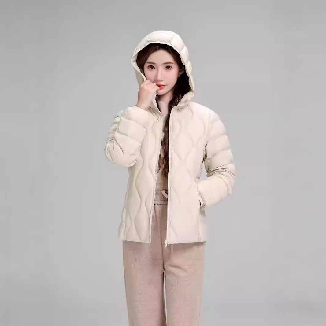 Pinghu Hooded Short Women's Down Jacket New Top Slim-Fit Slimming Lightweight Jacket Autumn and Winter Outdoor Sports Reverse