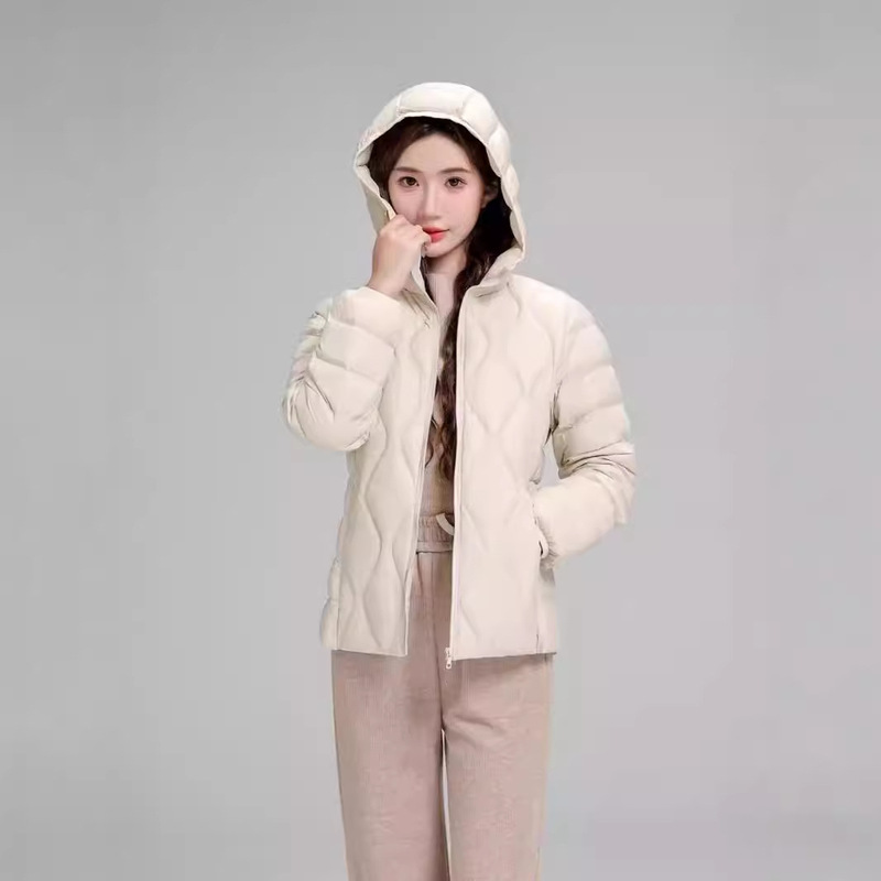 Pinghu Hooded Short Women's Down Jacket New Top Slim-Fit Slimming Lightweight Jacket Autumn and Winter Outdoor Sports Reverse