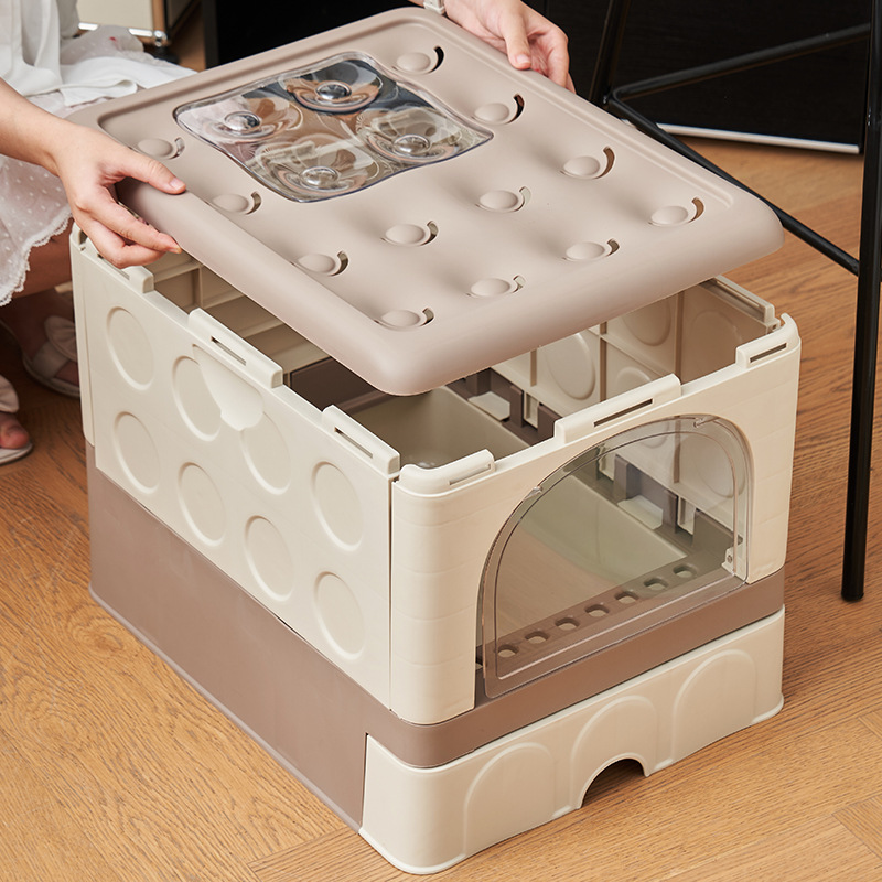 Bacina de arena para gatos totalmente cerrada, bacina de arena para gatos plegable, inodoro para gatos de tamaño super grande, tipo cajón anti-salpicaduras, bacina de heces para gatos para mascotas