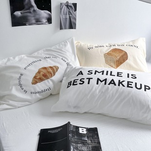 Ins Simple Letter Cotton Pillowcase Single Product Four Seasons Cotton Single Piece with Pillowtowel Case 48x 74cm Single Piece