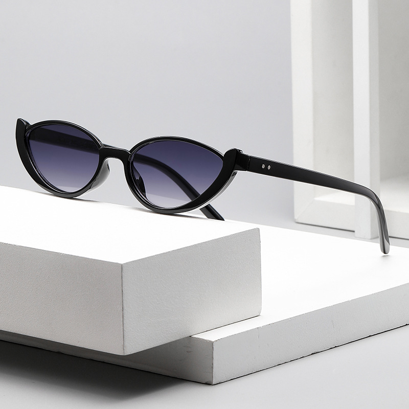 Fashion Cat-Eye Half-Frame Sunglasses for Women, European and American Hip-Hop Y2K Retro Ins Glasses, Cross-Border Trendy Small Frame Sunglasses