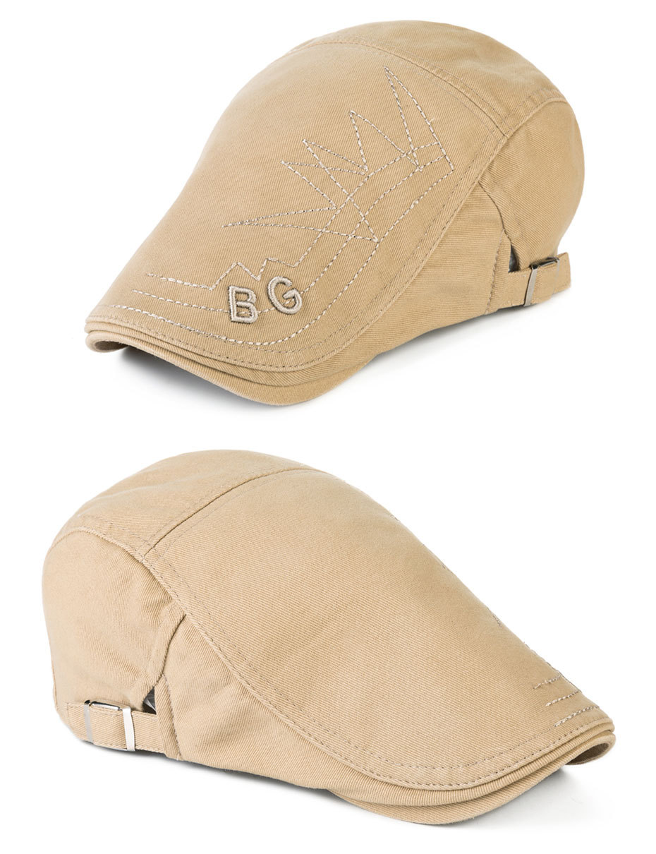 Neue Mode Entenzunge Baumwolle bestickt für Herren Freizeit Sonnenschutz Maler Baskenmütze Vorwärtshut Frühling und Herbst_voghion.com