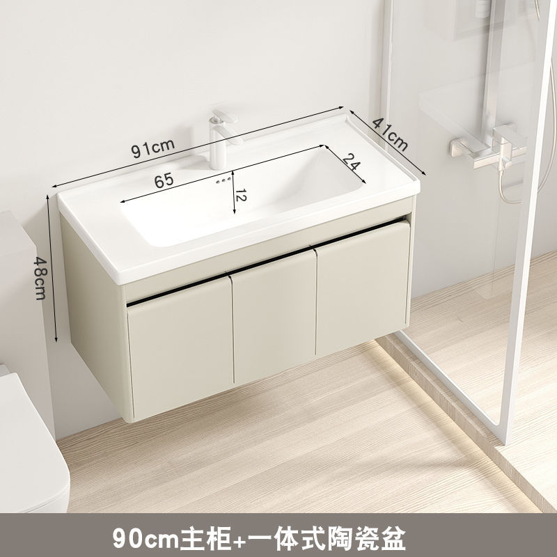 41 ancho de acero inoxidable gabinete de baño de cerámica cuenca integrada pequeño apartamento baño lavabo combinación