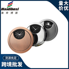 锌合金穿线盒简约电脑桌圆形线盒办公桌线盒家具过线盖五金配件