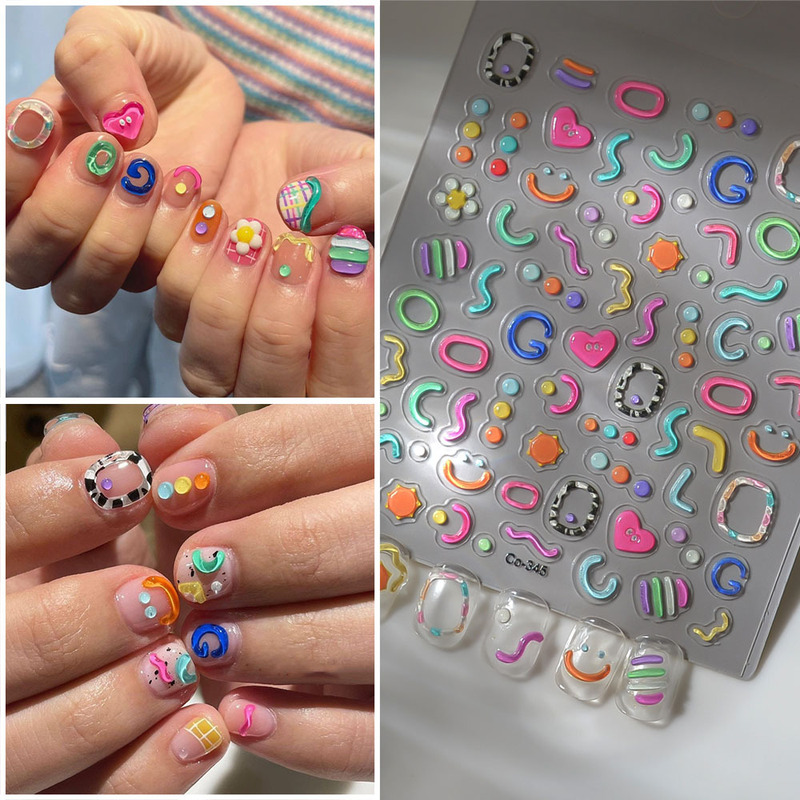 Candy color net red nail art ice through super cute Macaron color stickers love letters flower nail stickers wholesale