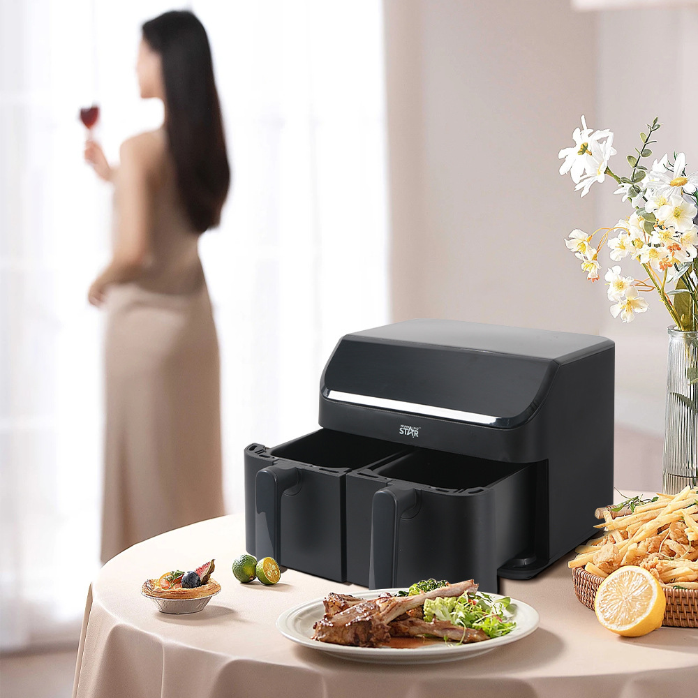 Winningstar estándar británico estándar europeo 9l pollo frito papas fritas huevo tarta barbacoa multi-funcional doble olla pantalla táctil freidora de aire