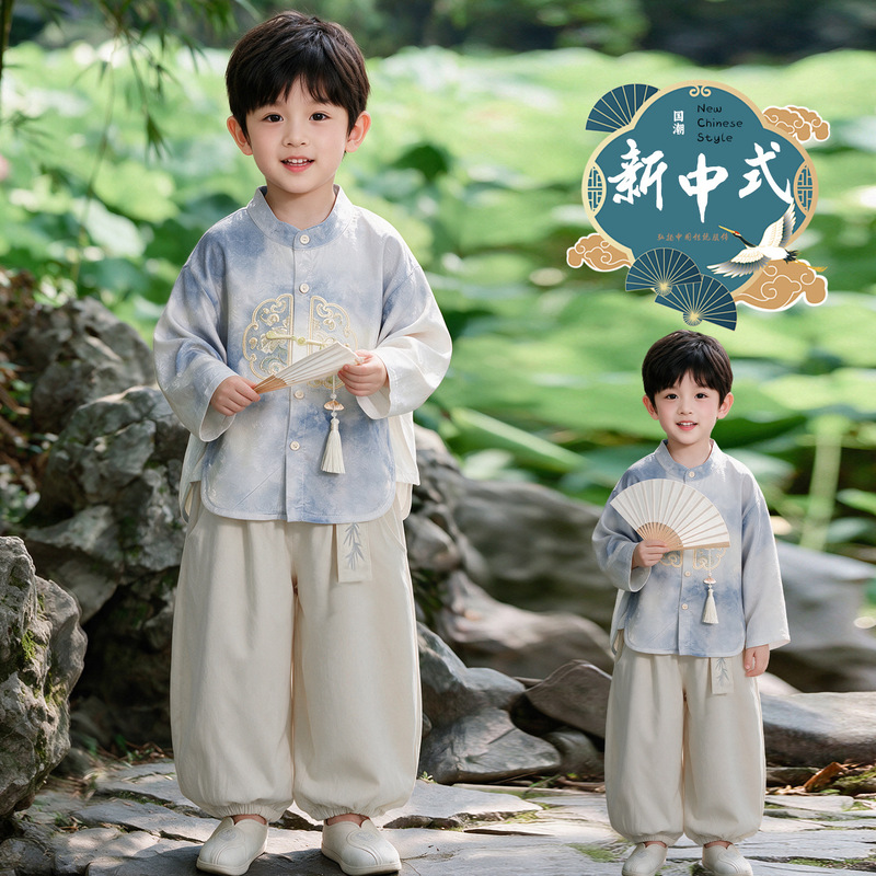 Hanfu boys' Chinese-style spring and autumn outfit 2026 new model children's Tang suit boys' stylish ancient Chinese costume Hanfu boys' Chinese-style spring and autumn outfit 2026 new model children's Tang suit boys' stylish ancient Chinese costume