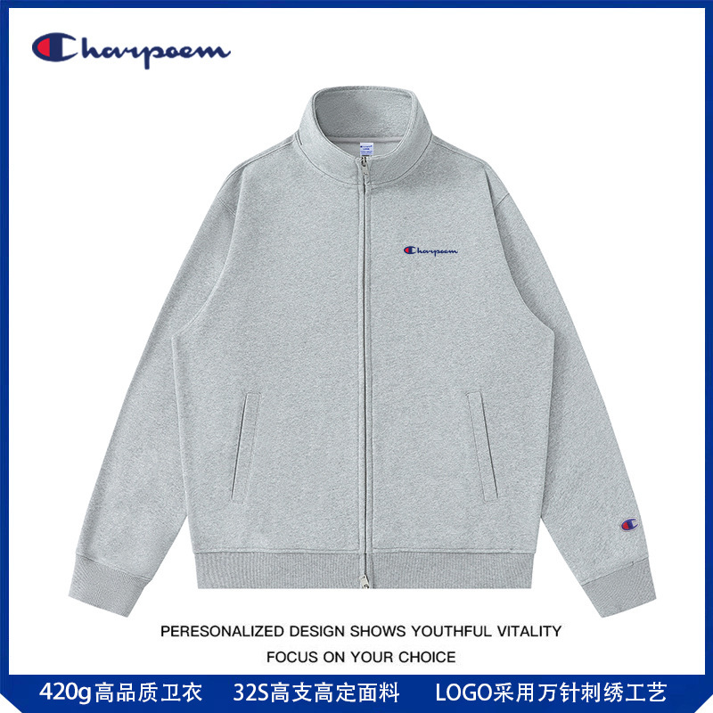 Champion Graffiti Cardigan Sweatshirt for Men 2025 Autumn/Winter New Heavyweight 420g Stand Collar Zipper Trendy Brand Loose Jacket