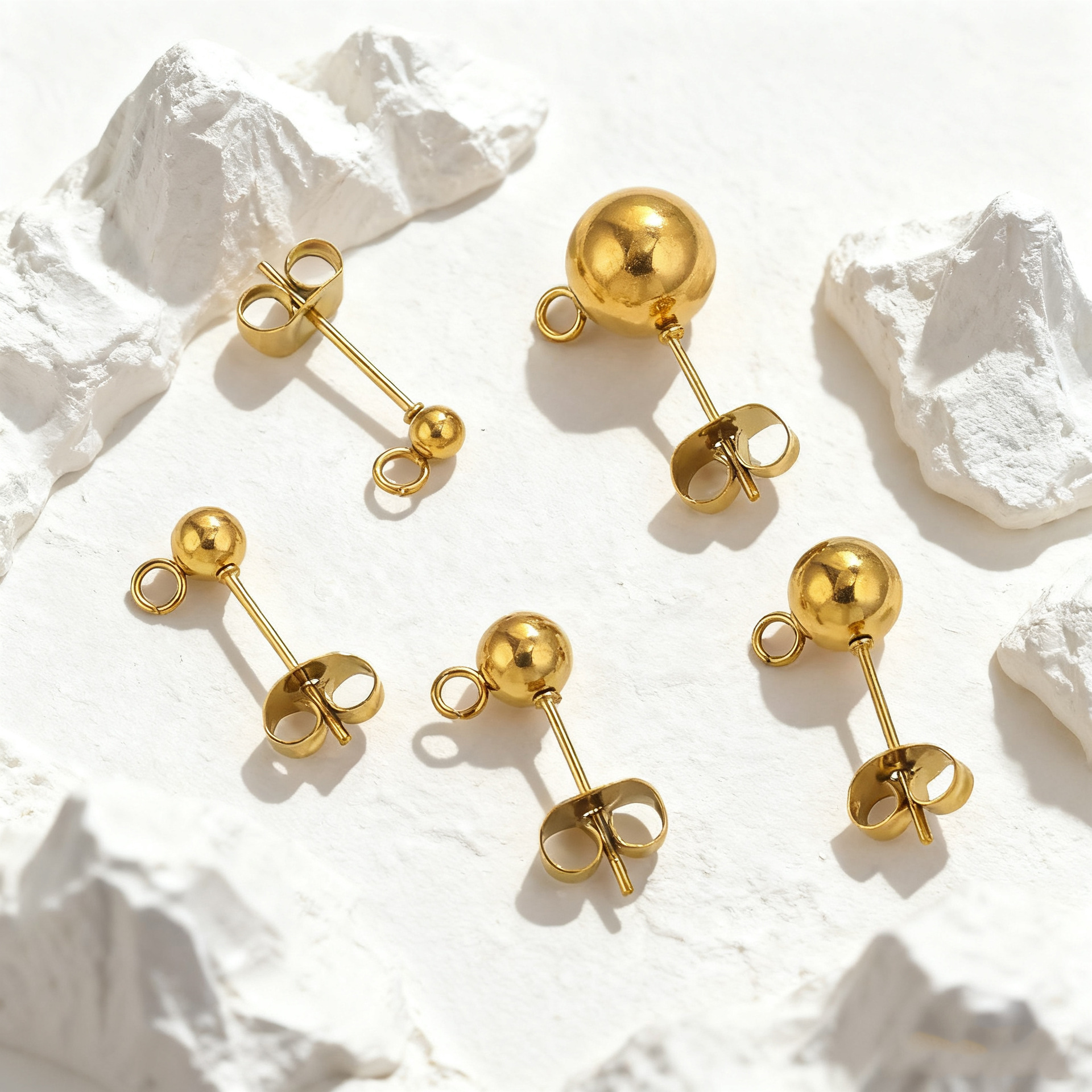 Aguja de soldadura de cuentas de acero inoxidable con pendientes de oído colgantes pequeños espárragos DIY oído 18K oro hecho a mano joyería accesorios anti-alergia