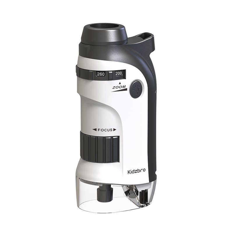 Portable Microscope for Children to View Bacteria at 260 Times Optical Magnification, Mini Magnifying Glass Microscopic Set for Observation and Education