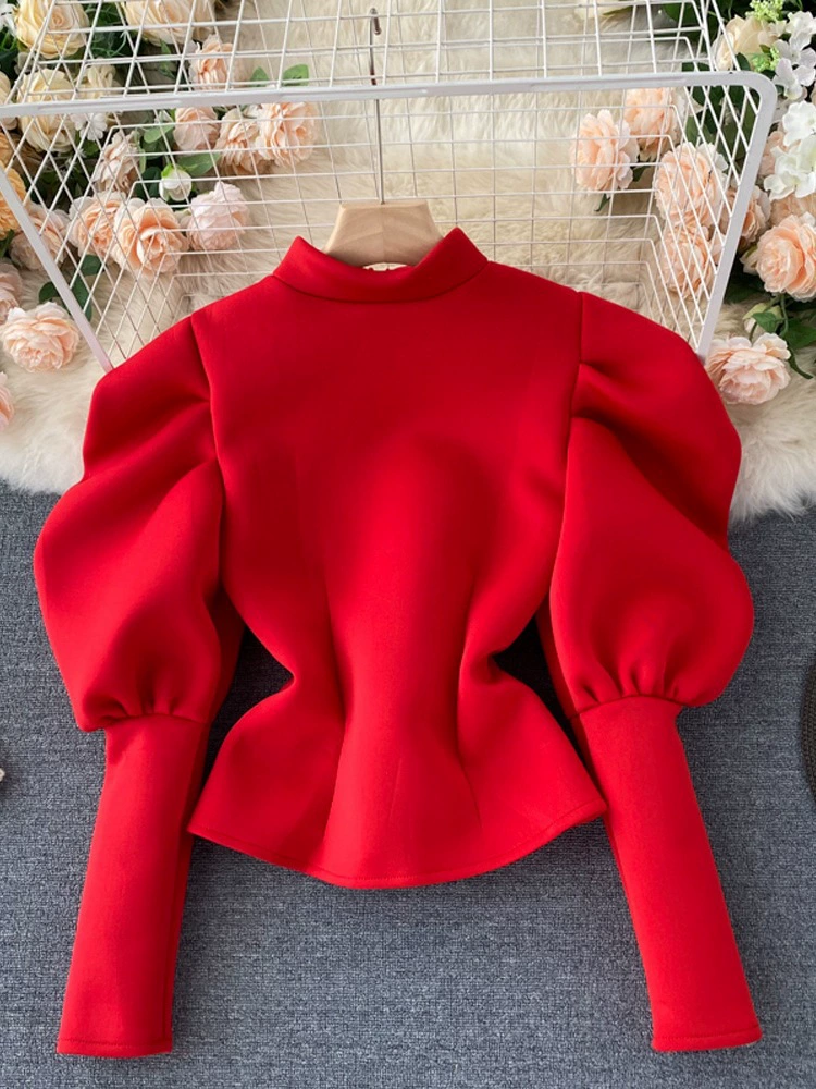 Облегающий модный комплект курток с объемными рукавами Облегающий комплект курток с объемными рукавами