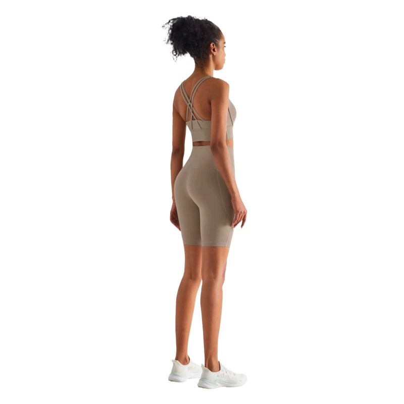 NULS Голые штаны без смущения с высокой талией Персиковые штаны для йоги с карманами на бедрах Спортивные шорты для фитнеса для бега для женщин