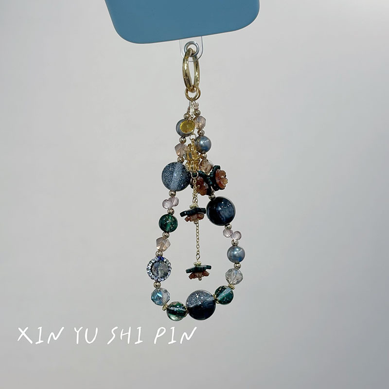 复古港风花朵串珠手机链女秋冬新款时尚百搭高级感小众设计挂饰|undefined