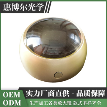 70mm三棱镜放大镜带3个高品质LED灯亚克力圆桶桌面镇纸批发超清