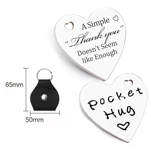 Pocket Hug Order Card Long Distance Souvenir Double-Sided Inspirational Thinking Your Leather Stainless Steel Keychain