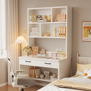 R^Desk Bookshelf Integrated Table Small Apartment Computer Table Desktop Home Kidsren's Study Table Bookcase Student Bedroom Table