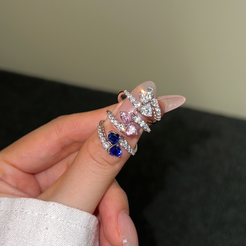 1 Piece Quantity 925 Sterling Silver Zircon Heart Shape Rings