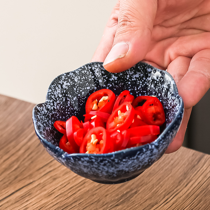 Plato de condimentos caseros de estilo japonés Salsa de salsa de soja y vinagre retro Plato pequeño comercial Bocadillos de frutas secas Plato de bocadillos de té hervido en horno image 4