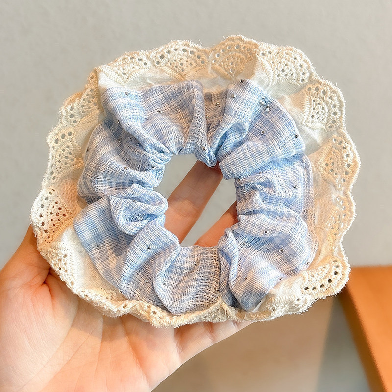 Satín coreano anillo de cabello de intestino grande mujer de moda cuerda de cabeza de alta calidad temperamento flor de cabello bola de cabello toque de cabeza