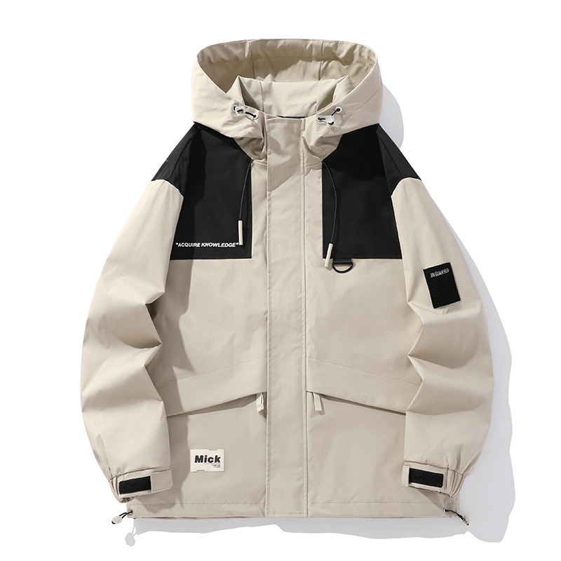 Men's Spring and Autumn Color-Blocked Windproof Outdoor Jacket, Large Size 8XL Color-Blocked Softshell Jacket