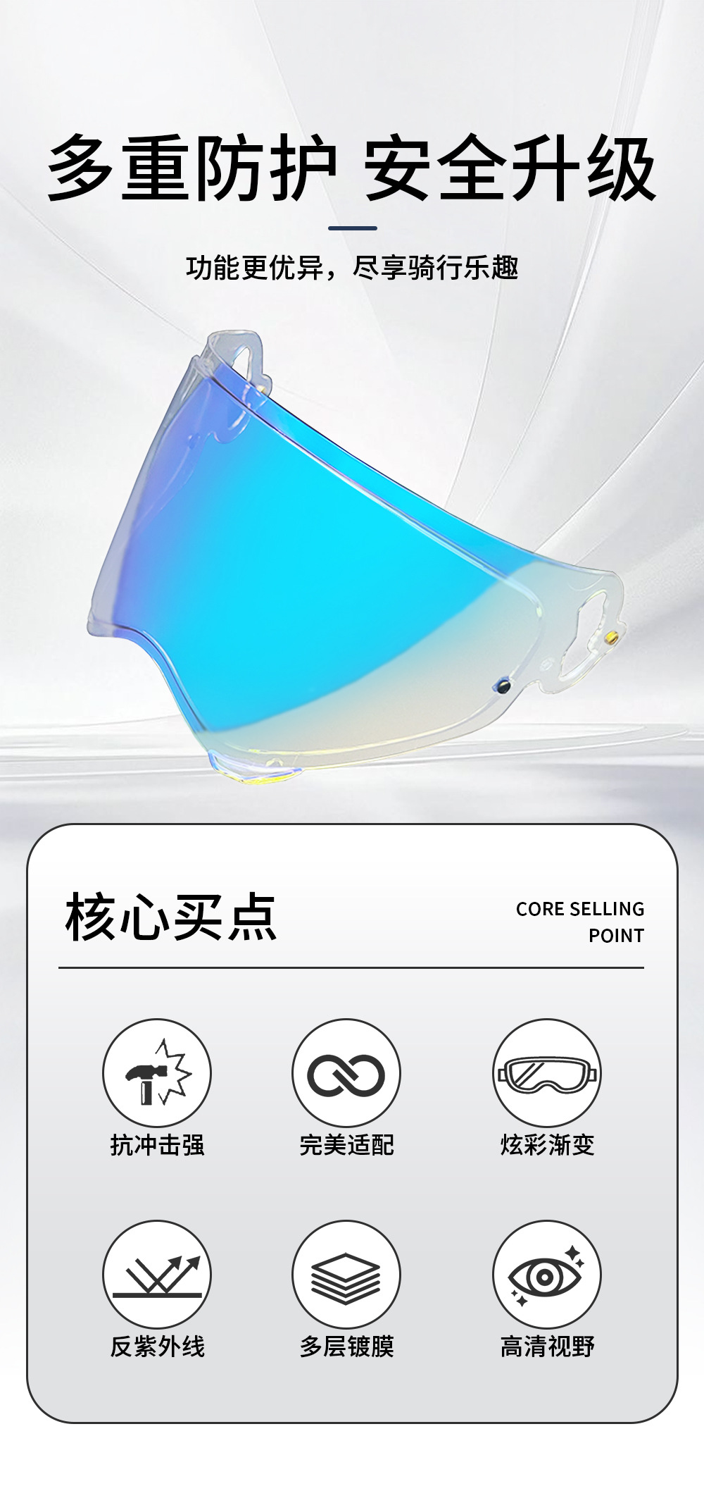Vas-A Rally 5-Lens Tour-Cross5 Helmet Lens Is Windproof, Dustproof, and Uv-Resistant