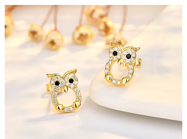 3g Weight Copper Ear Needle Material Zircon Inlay Material Ear Studs Classification 1 Pair Quantity Daily Occasion Copper Material Owl Pattern Women's Gender Cute, Sweet Style 1 Pair Cute Sweet Owl Copper Zircon Ear Studs 10