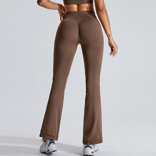 Women's Wide-Leg Yoga Pants with Seamless Design, Lifted Waist, Relaxed Bell Bottoms, Cross-Border New Arrival, Outdoor Sports and Fitness Bottoms