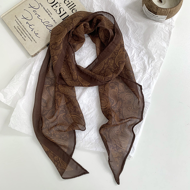 Pañuelo de seda de lunares de tira larga, cinta estampada de alta calidad, bufanda decorativa de relajación de todo fósforo de primavera y verano, temperamento, cinta para el cabello, accesorios para el cabello