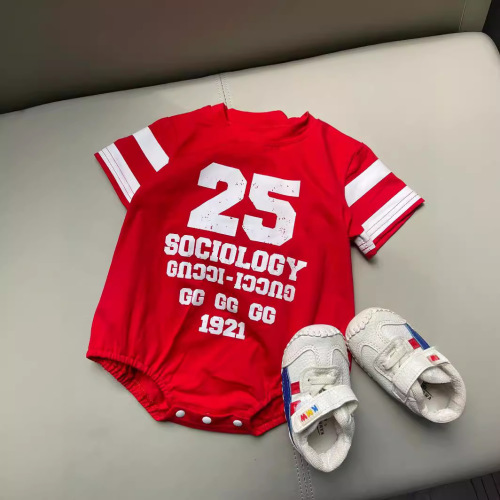 Korean version Instagram English letter and number 25 versatile T-bar design for boys and girls babies short-sleeve onesie summer cotton