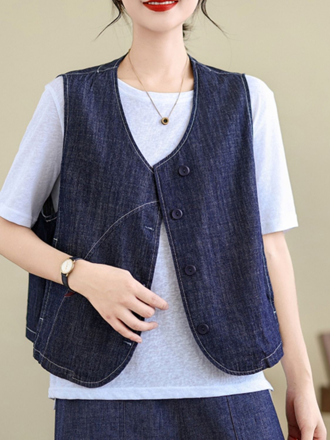 European Niche Design Denim Vest for Women, Summer Thin Loose Casual Versatile Layered Waistcoat Jacket Top